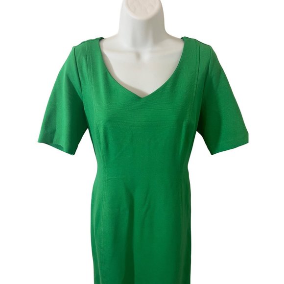 TALBOTS Green V-Neck Short Sleeve Midi Size 8 Dress - Picture 2 of 8